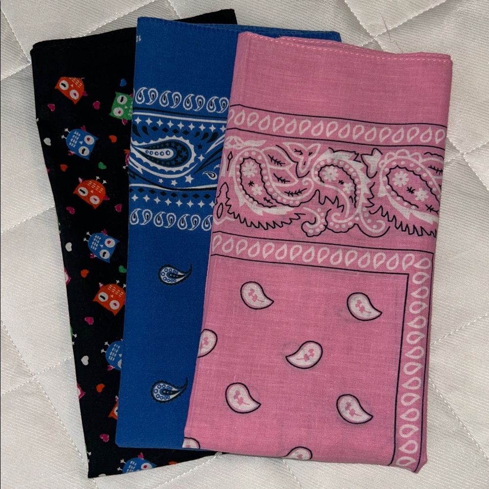 2 paisley and owls 🦉bandanas